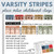 Varsity Stripes place value whiteboard cling display on a whiteboard