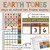 Earth Tones Days at School ten frame display on a whiteboard
