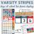 Varsity Stripes Days at School ten frame display on a whiteboard