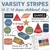 Varsity Stripes 2D and 3D shapes whiteboard clings on a whiteboard