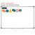 Retro Brights 2D and 3D shapes whiteboard clings shown to scale on a 4x6 foot whiteboard mockup