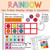Rainbow ten frame whiteboard cling with counters on a whiteboard