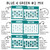 Blue and Green whiteboard cling calendar examples in blue and green mix two, showing fonts, text colors, and number styles