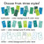 Blue and Green domino clings in three styles: multicolor, color with white dots, and white with color dots