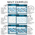 Tropical Botanical whiteboard calendar examples in navy with round, square, mini, and handwritten numbers