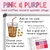 Pink and Purple iced coffee reward system clings with ice cubes and a class goal on a whiteboard