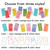 Bright Minds domino clings in three styles: multicolor, color with white dots, and white with color dots