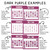 Rainbow whiteboard cling calendar examples in dark purple, showing fonts, text colors, and number styles