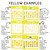 Rainbow whiteboard cling calendar examples in yellow, showing fonts, text colors, and number styles