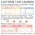 How to customize the Pastel whiteboard cling calendar: background, text, and number styles