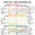 Pastel whiteboard cling calendar examples in a pastel mix, showing fonts, text colors, and number styles