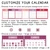 How to customize the Pink and Purple whiteboard cling calendar: background, text, and number styles