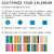 Spanish Spanish calendar options: background color, text color, number shape, size, and style