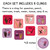 Pink and Purple hand signal set: question, pencil, restroom, trash, water, tissue, okay, and no, each 4.5 inches