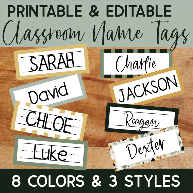 printable modern terrazzo classroom name tags