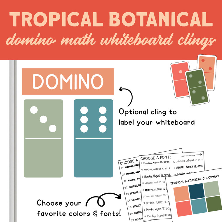 Tropical Botanical domino whiteboard clings
