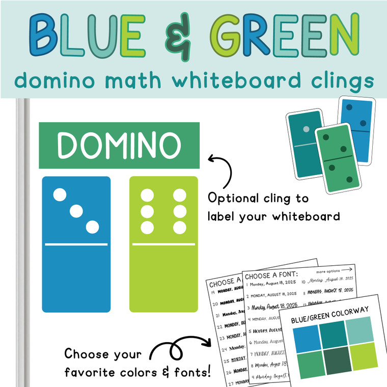 Blue and Green domino whiteboard clings