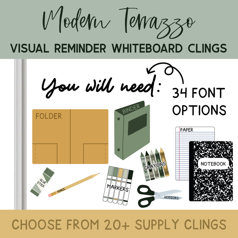 Modern Terrazzo You Will Need school supply whiteboard clings