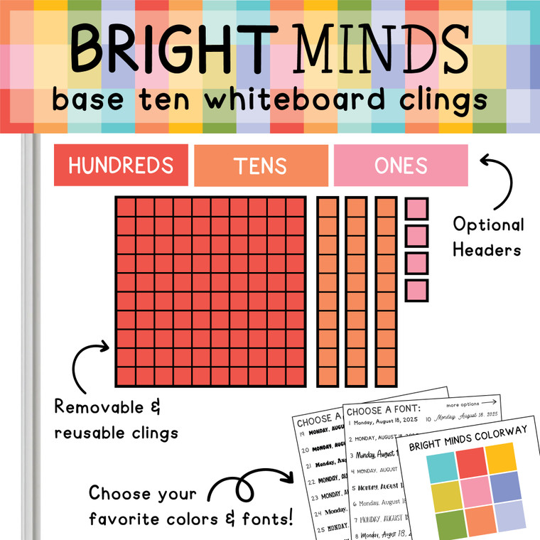 Bright Minds Base 10 whiteboard clings