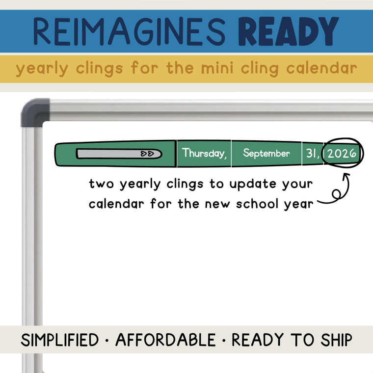 Reimagines Ready flair pen calendar year clings updating the date for the new school year