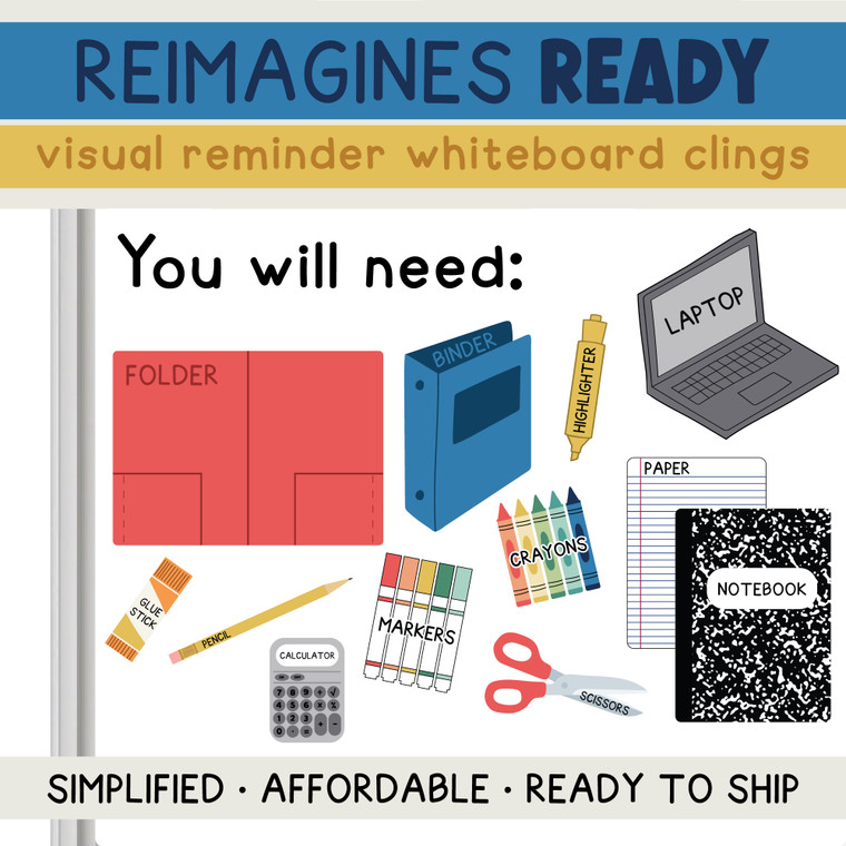 school supply visual cues for the classroom whiteboard