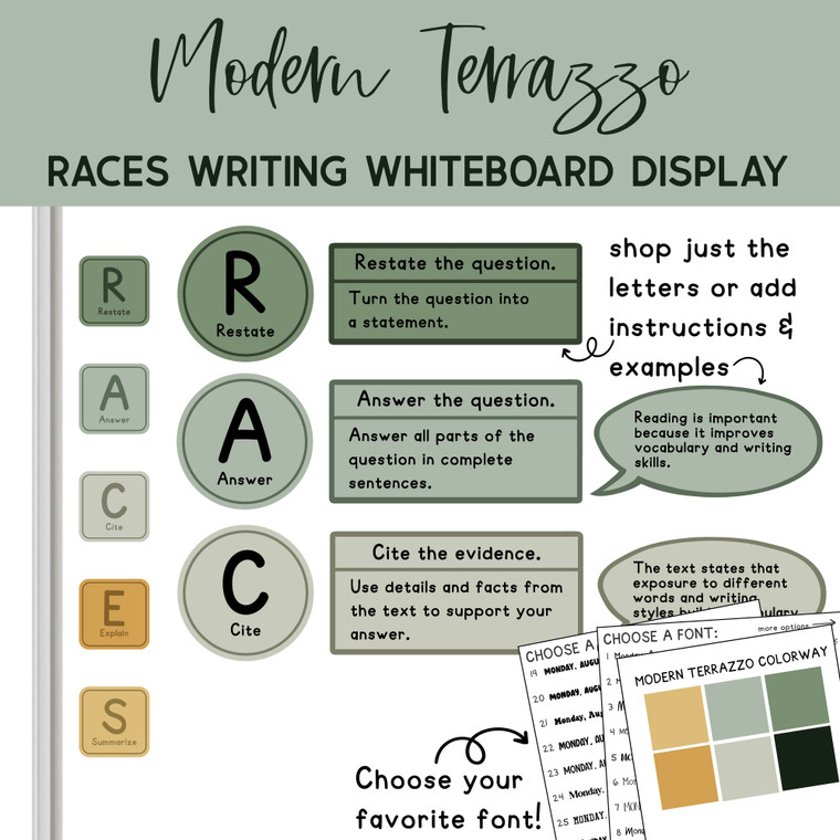 RACES writing strategy whiteboard clings