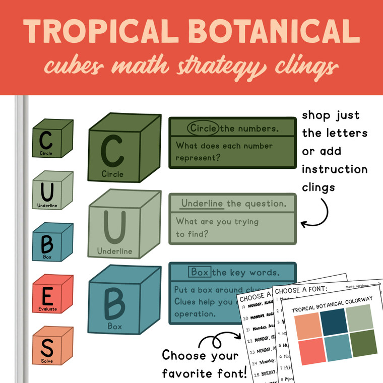 CUBES Math Strategy Whiteboard Clings