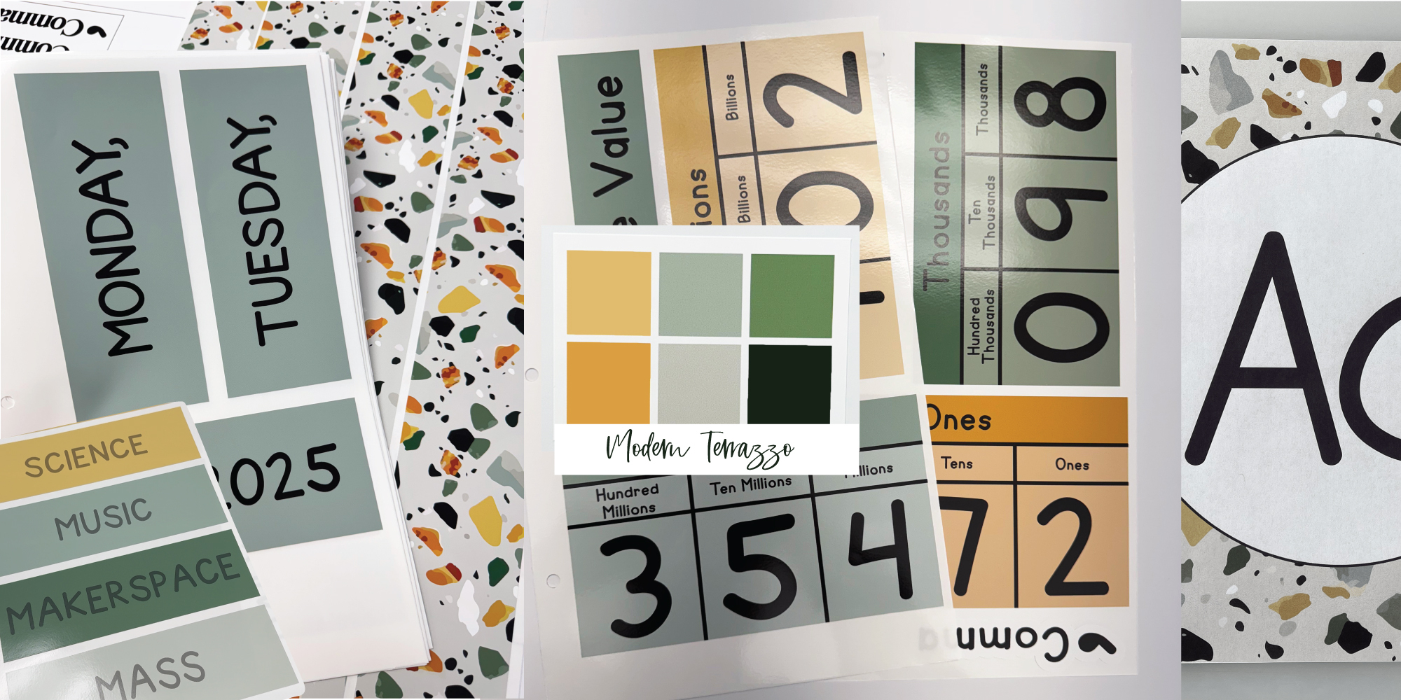 modern terrazzo classroom decor