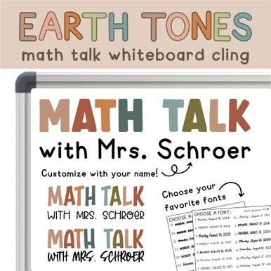 Earth Tones Math Talk Whiteboard Cling