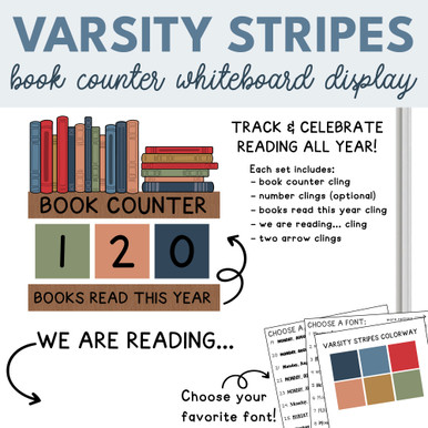 Varsity Stripes Classroom Book Counter Clings