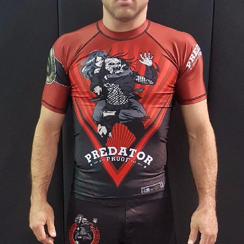 Red Short Sleeve Predator Proof Rash Guard