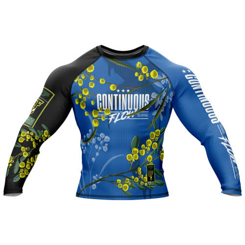 Wattle Flowers Long Sleeve Rashguard Blue