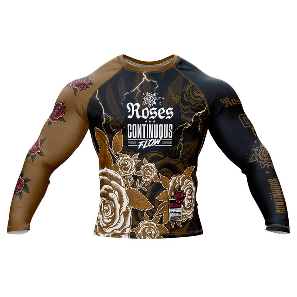 Roses Long Sleeve Rashguard (Brown)