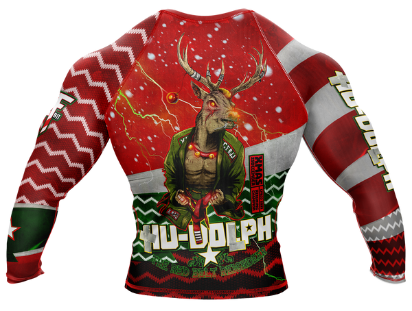 Hu-Dolph The Red Belt Reigndeer Rashguard (Red/Green)