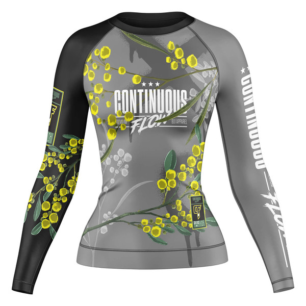 Wattle Flowers Long Sleeve Rashguard Grey