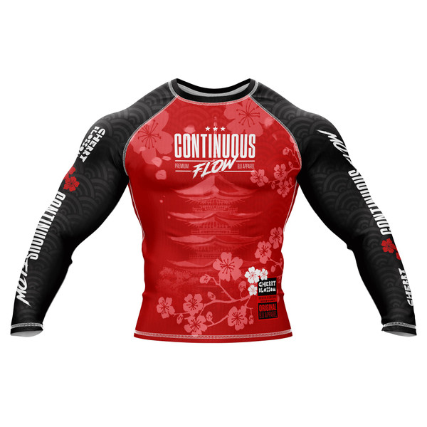 Cherry Blossom Long Sleeve Rashguard Red