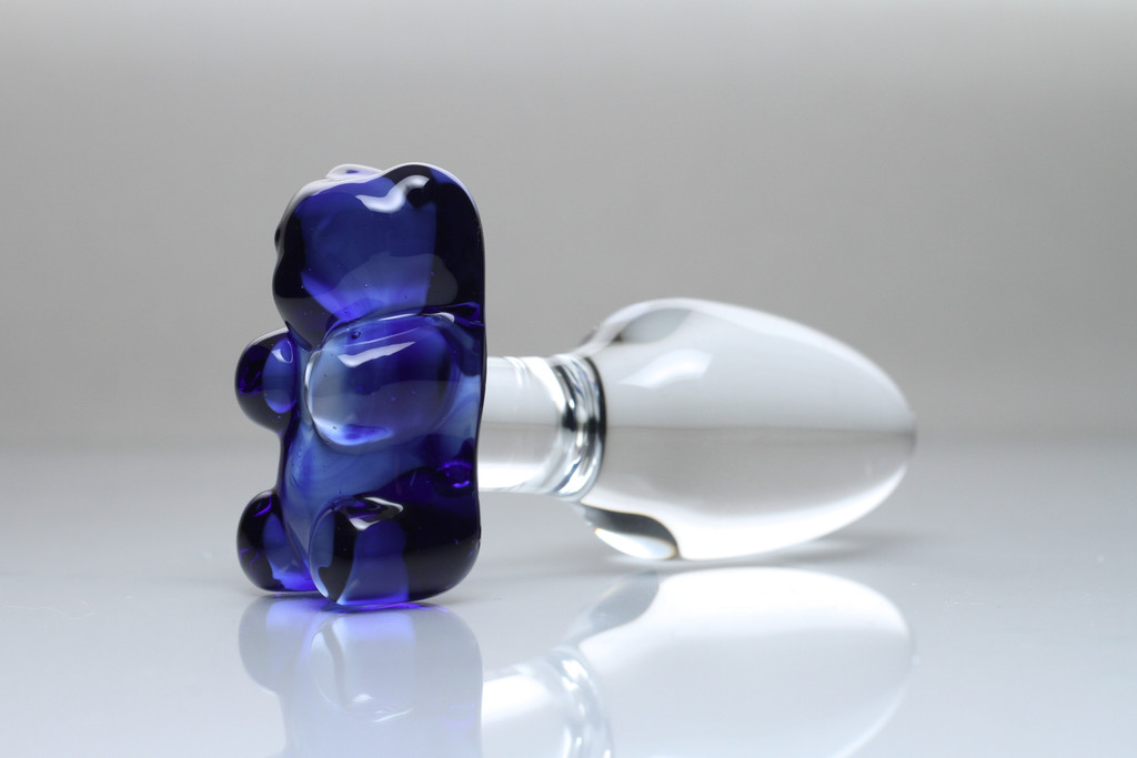 Blue Gummy Bear Glass Butt Plug