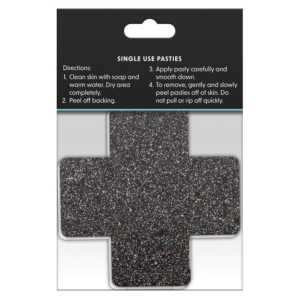 Pretty Pasties Glitter Cross Black/Gold 2 Pair