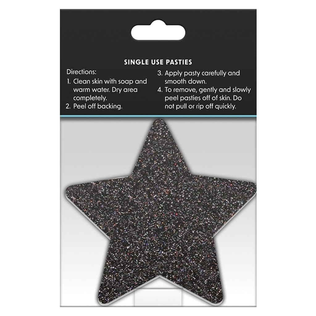 Pretty Pasties Glitter Stars Black/Gold 2 Pair 