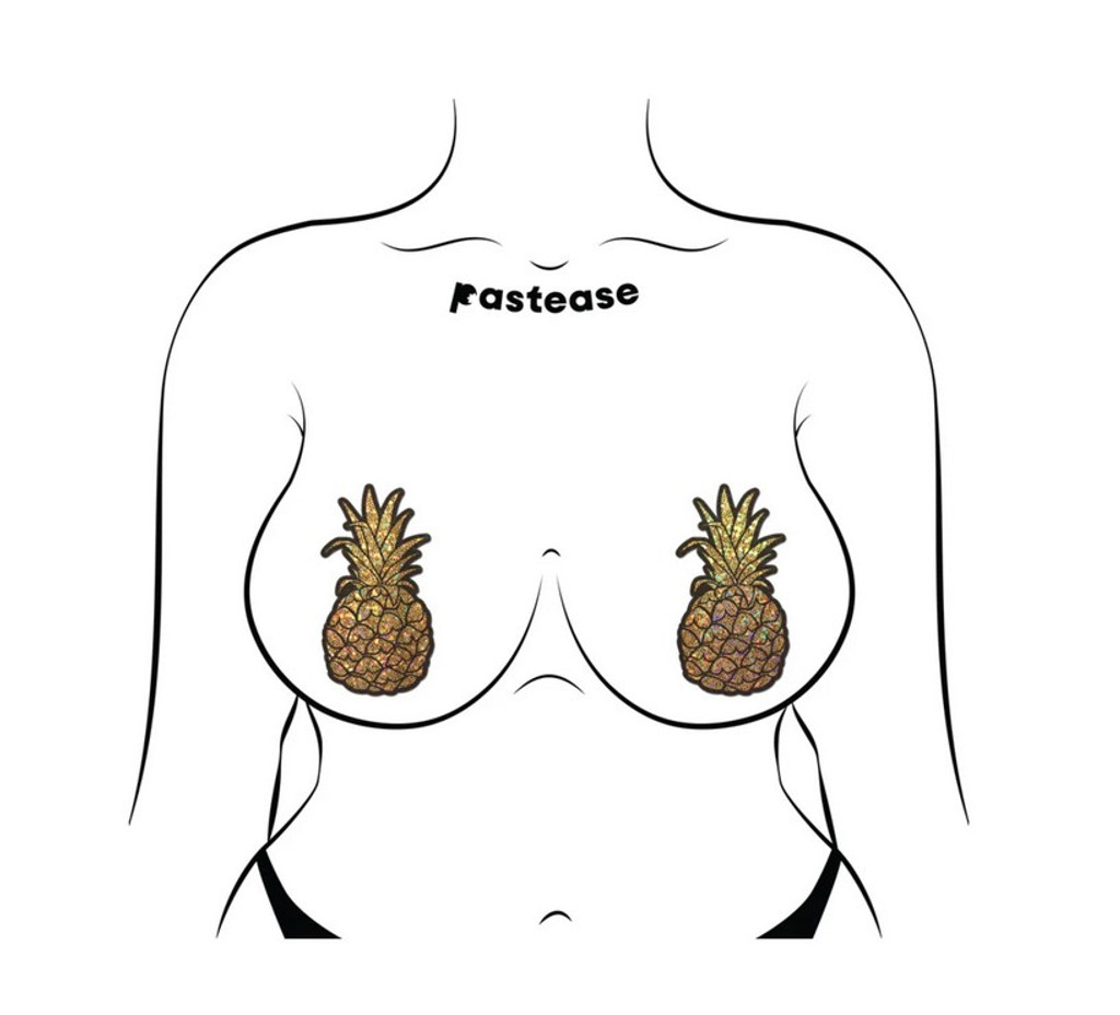 Pastease Pineapple on Glitter Gold Nipple Covers