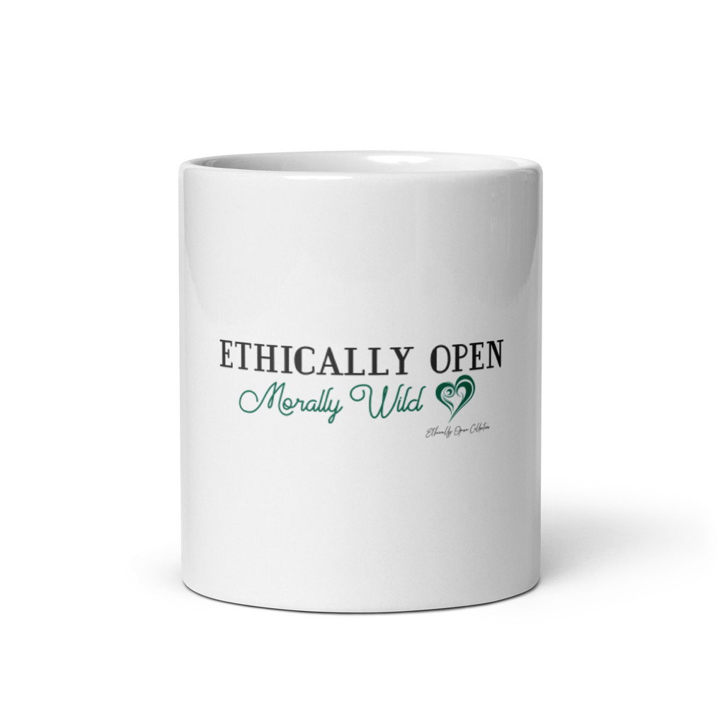 Ethically Open, Morally Wild – Bold ENM Statement White glossy mug