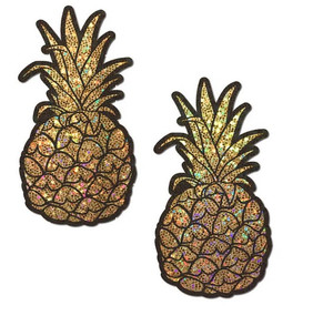 Pastease Pineapple on Glitter Gold Nipple Covers 