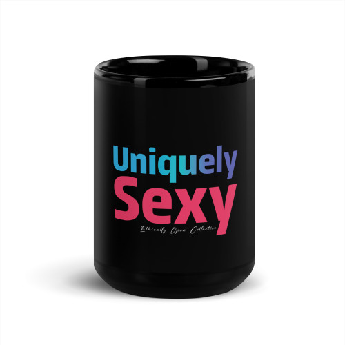 Uniquely Sexy – Signature Self-Love Statement Black Glossy Mug