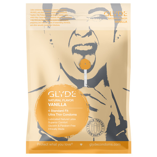 Glyde Ultra Organic Vanilla Vegan Condoms - 4 Pack