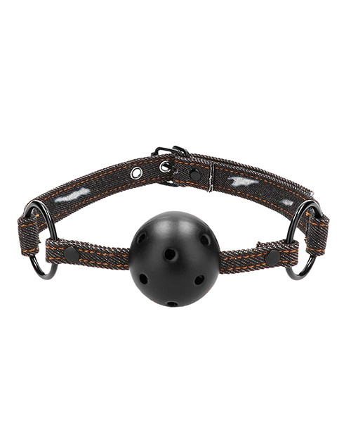 Shots Ouch Breathable Ball Gag w/Denim Straps 