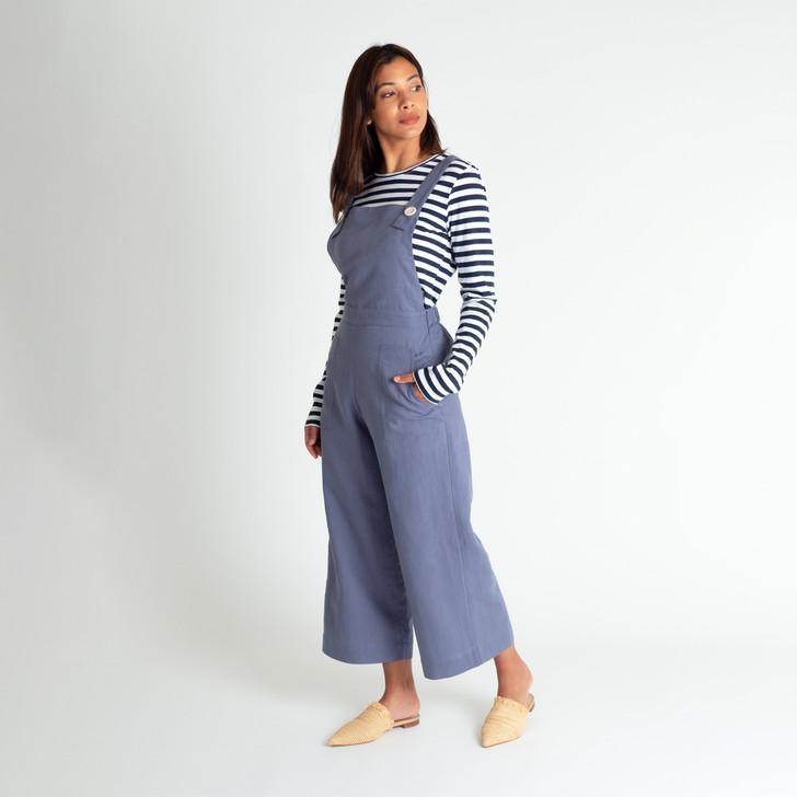 Linen Dungarees, Denim Blue | Frske 