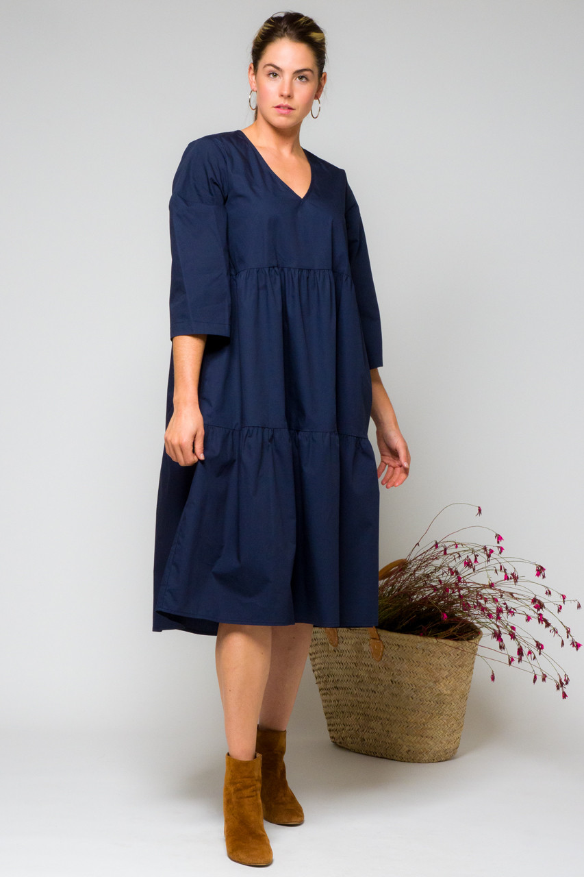 ethical blue midi dress Enchanting Elegance Slate Blue Floral Jacquard Midi Dress