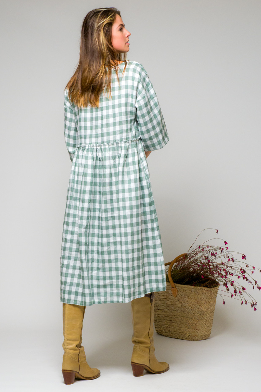 Elise Dress, Sage Gingham