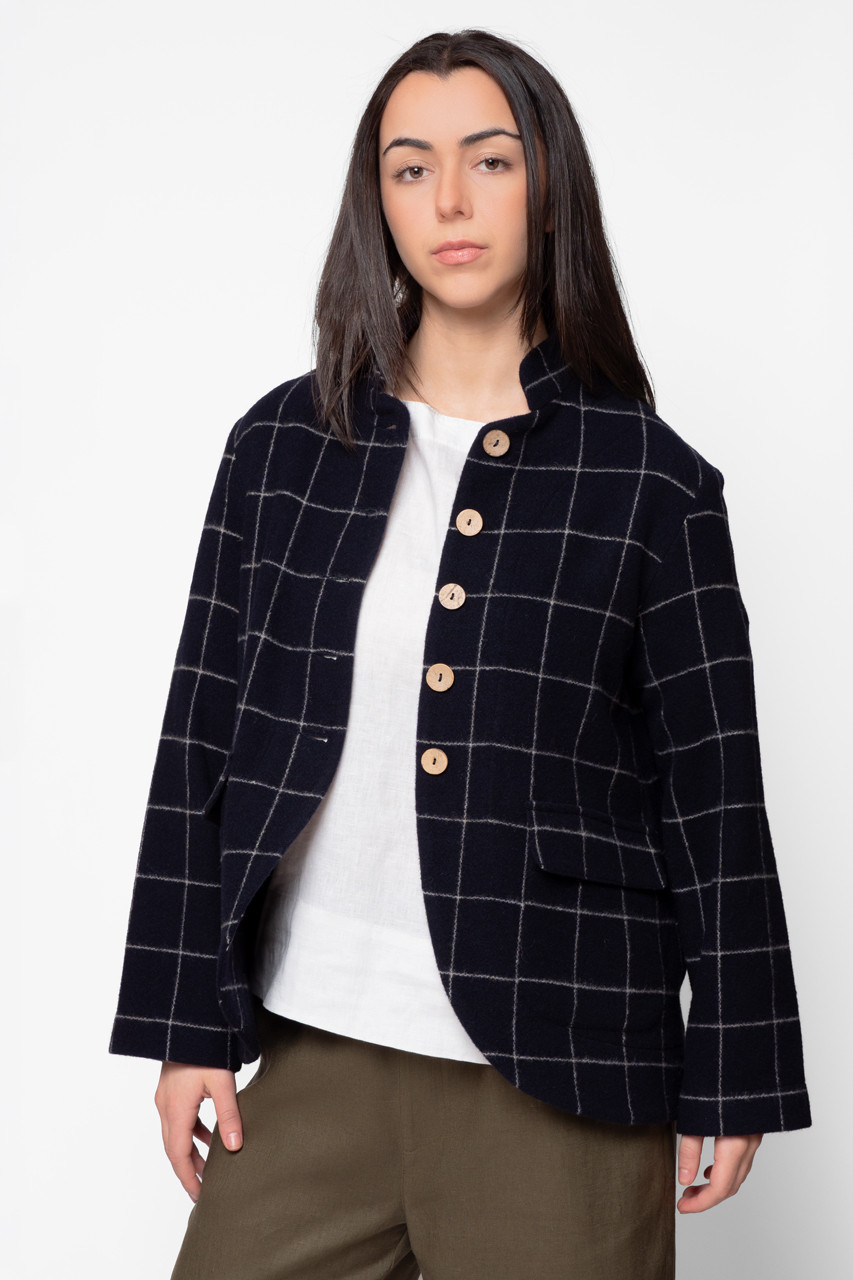 Oko Jacket, Navy/White Box Check