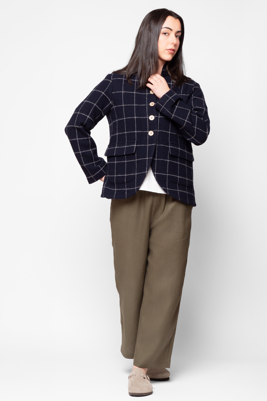 Oko Jacket, Navy/White Box Check